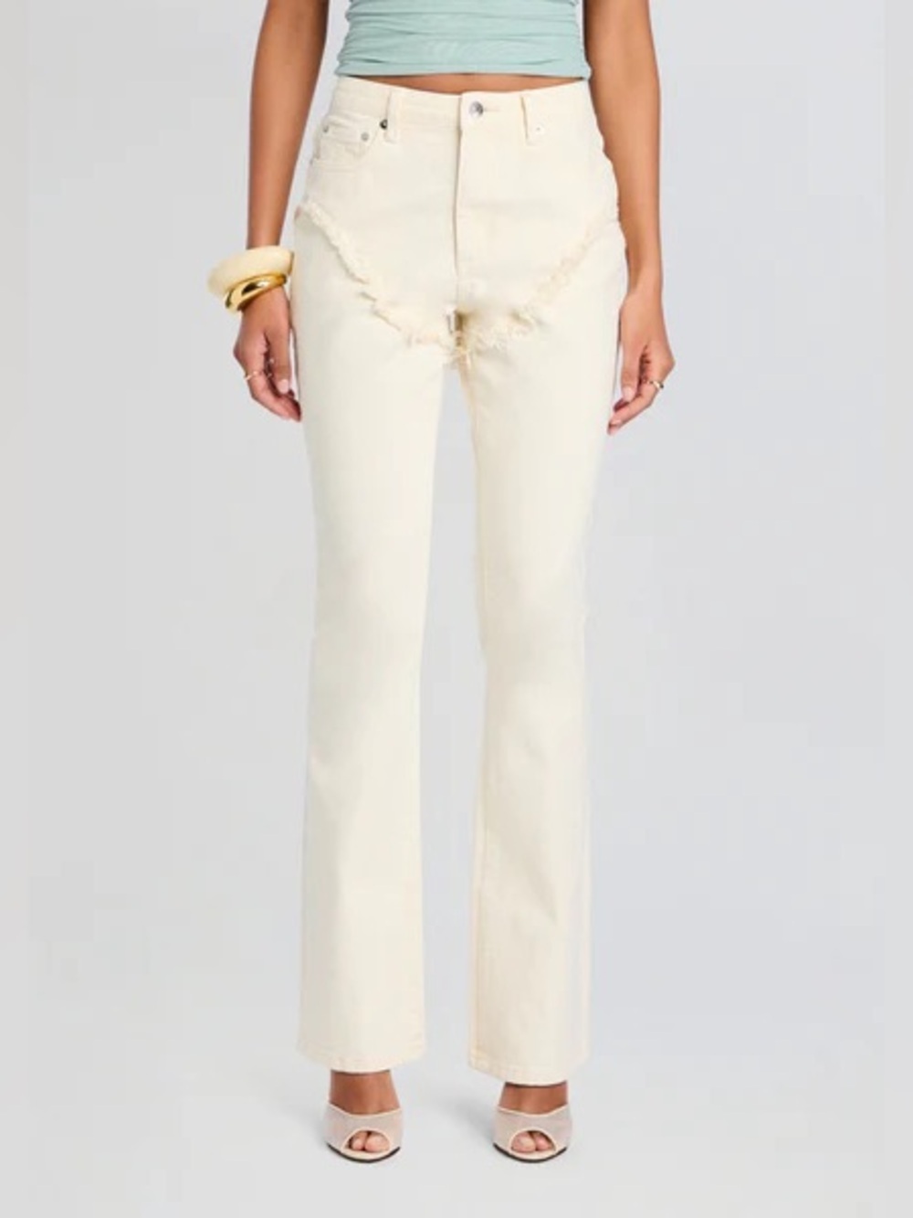 NWT SER.O.YA Dahlia Frayed Bootcut Jeans White Western Sz 27